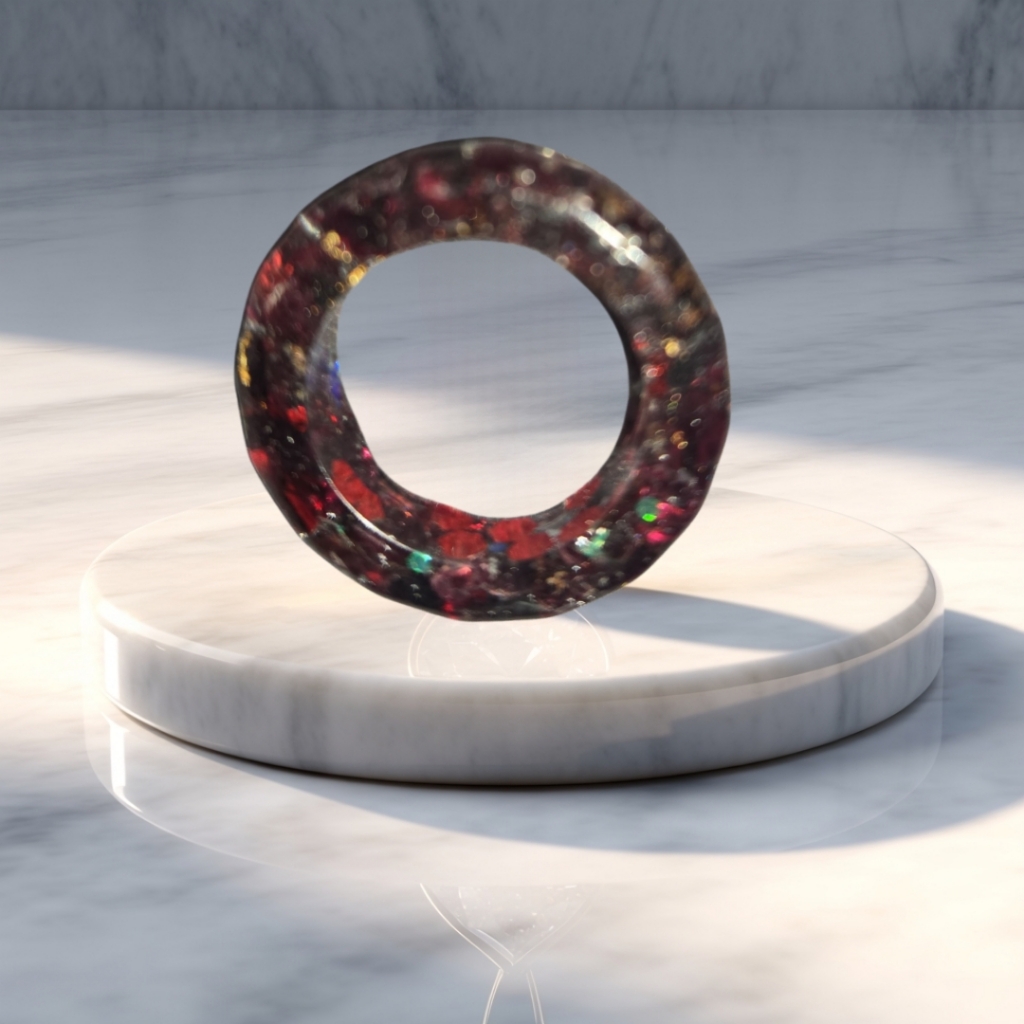 Garnet Resin Ring With Glitter Inclusions 18$